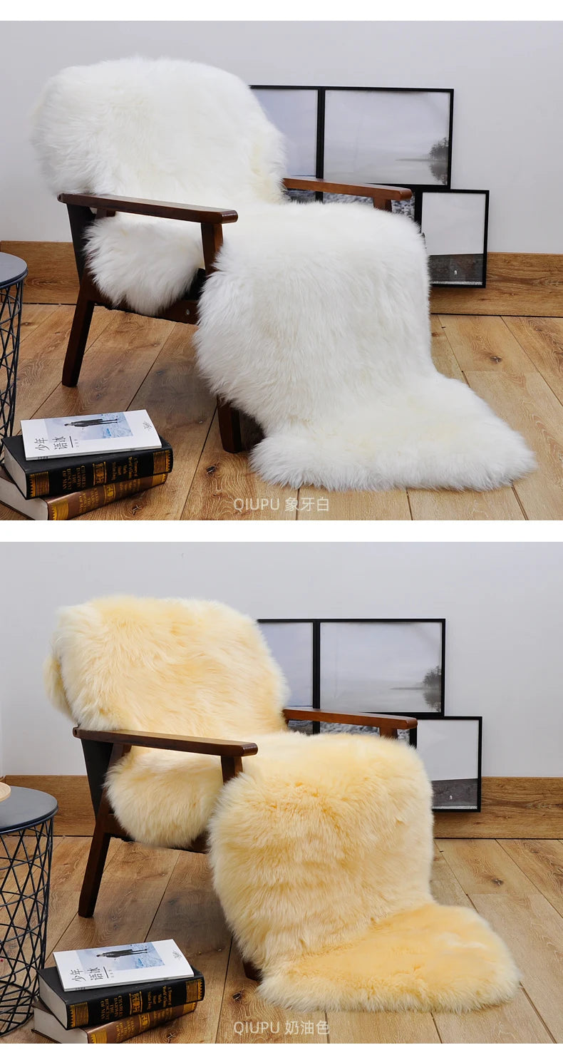 White Faux Sheepskin Carpet Irregular Long Soft Furry Floor Mats