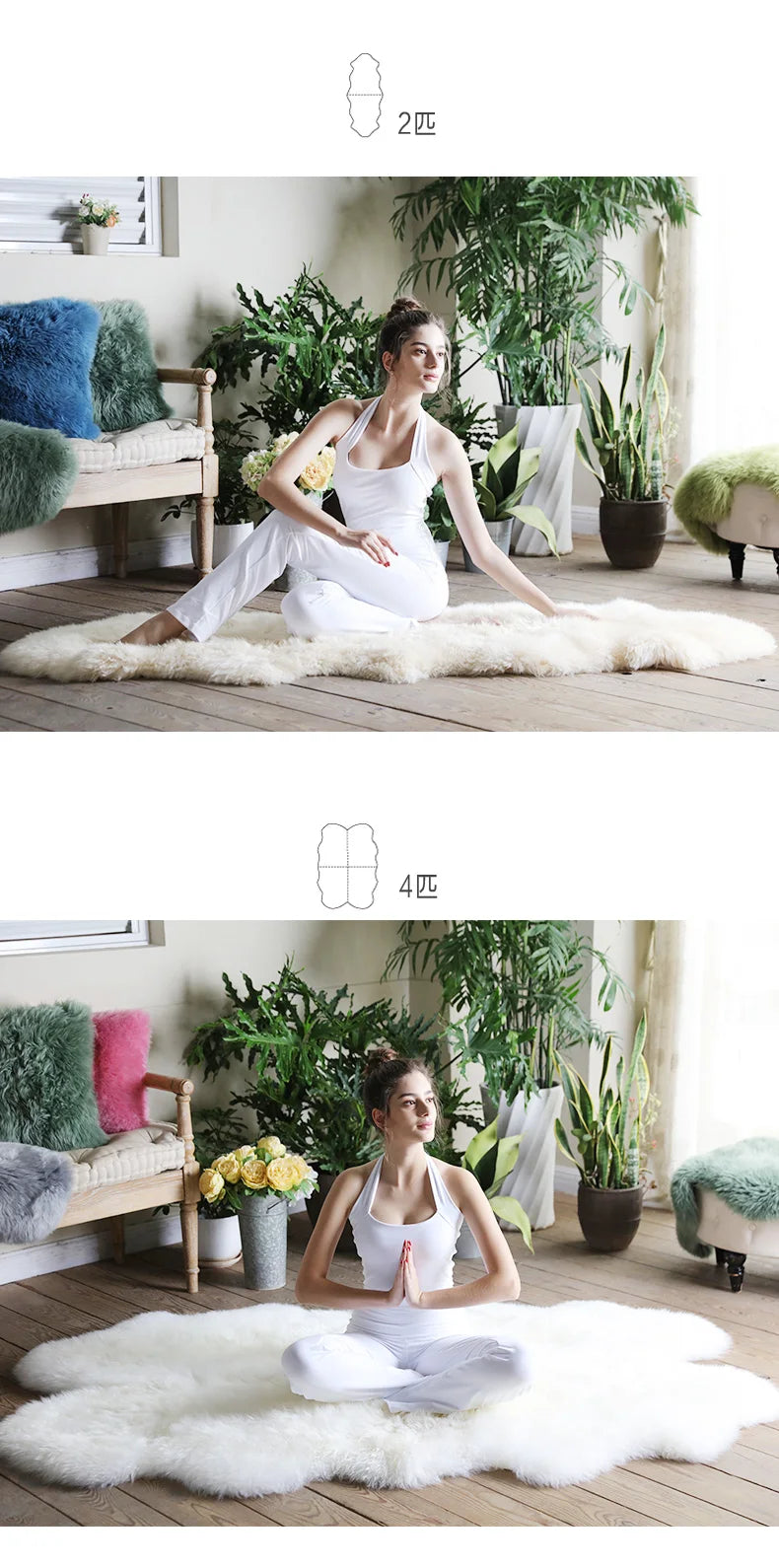 White Faux Sheepskin Carpet Irregular Long Soft Furry Floor Mats