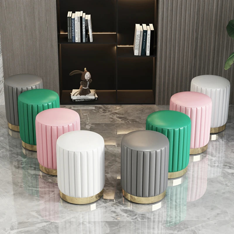 Nordic Fabric Stool Round Dressing Stools Modern Makeup Chair Storage Sofa