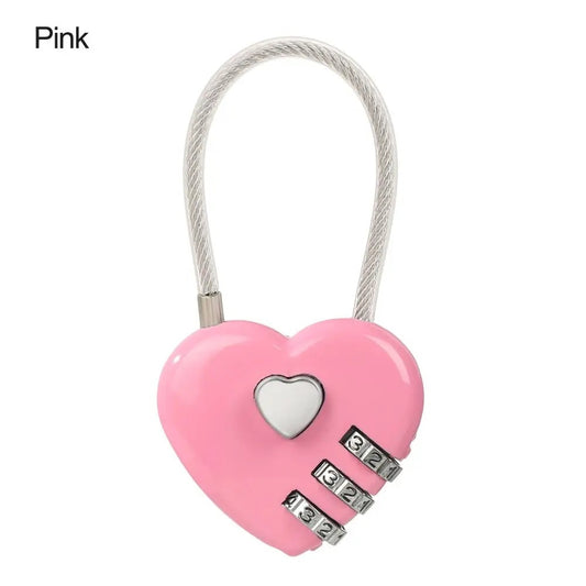 Compact Heart-Shaped Metal Padlock - 3-Digit Combination