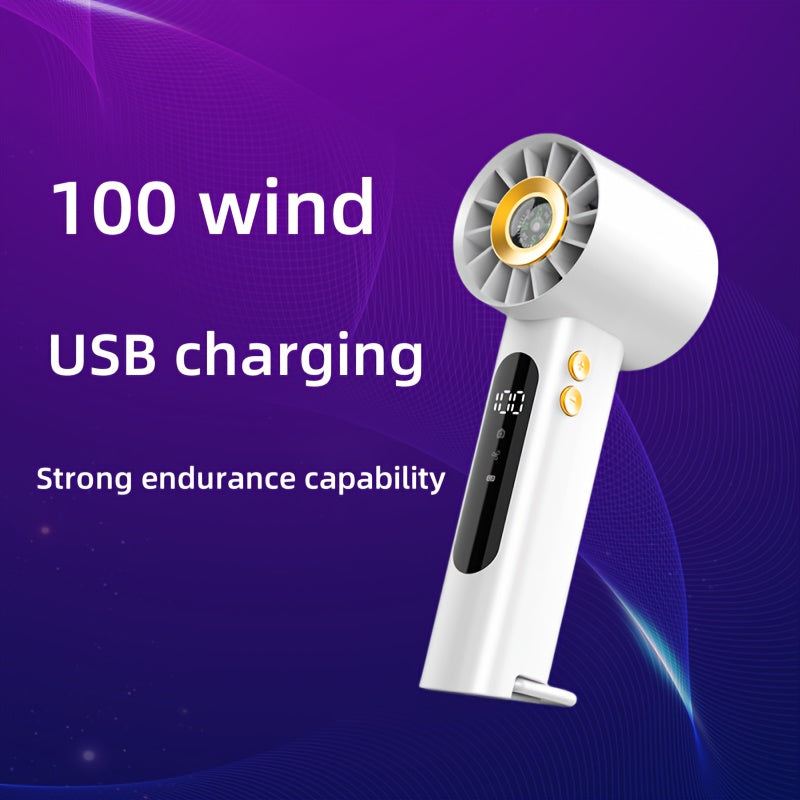 Cooling on the go with this USB rechargeable handheld turbo fan. O3D