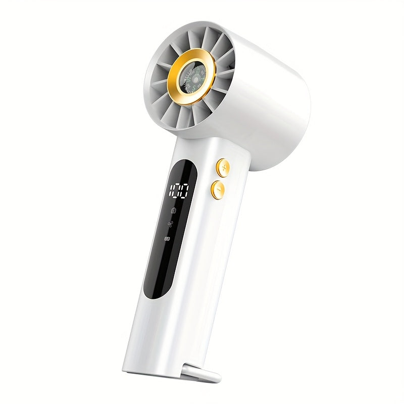 Cooling on the go with this USB rechargeable handheld turbo fan. O3D