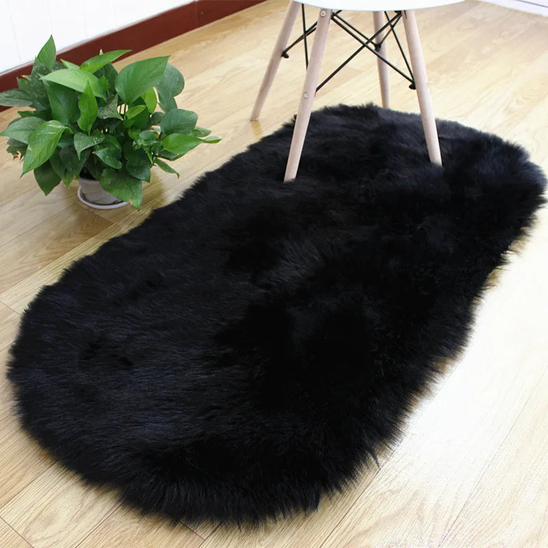 Oval Fur Rugs Bedroom Thicken Fluffy Carpet Living Room