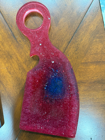 Patriotic Red & Blue Resin Charcuterie Board Set with Heart Cutout - Our3Designs