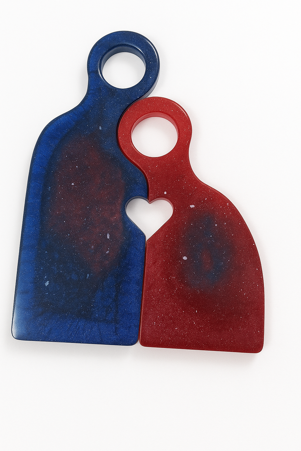 Patriotic Red & Blue Resin Charcuterie Board Set with Heart Cutout