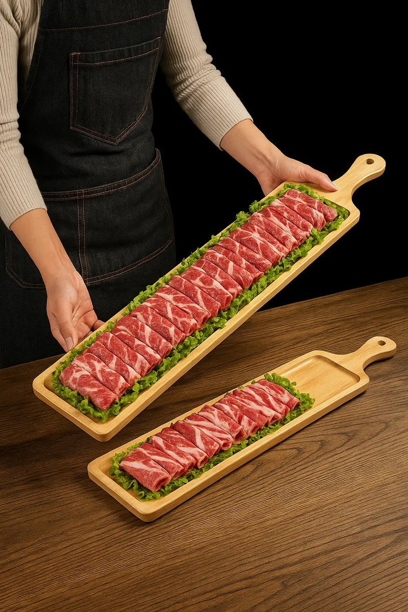 Long Wooden Charcuterie Board – 31” Meat & Cheese Serving Tray with Handle - Our3Designs