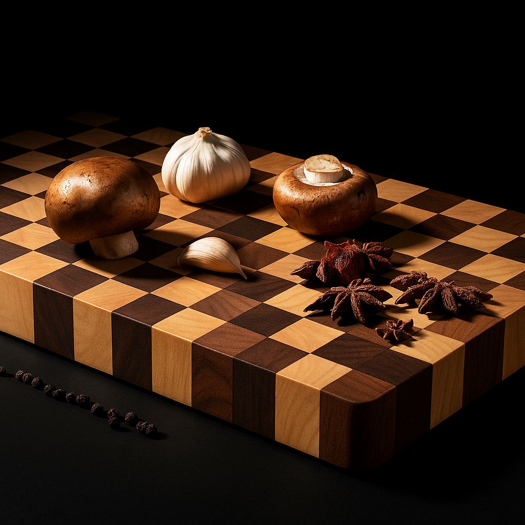 Handmade End-Grain Checkered Wood Cutting Board – Oak & Walnut, 16”x11”