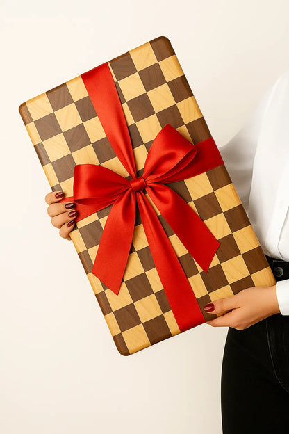 Handmade End-Grain Checkered Wood Cutting Board – Oak & Walnut, 16”x11” - Our3Designs