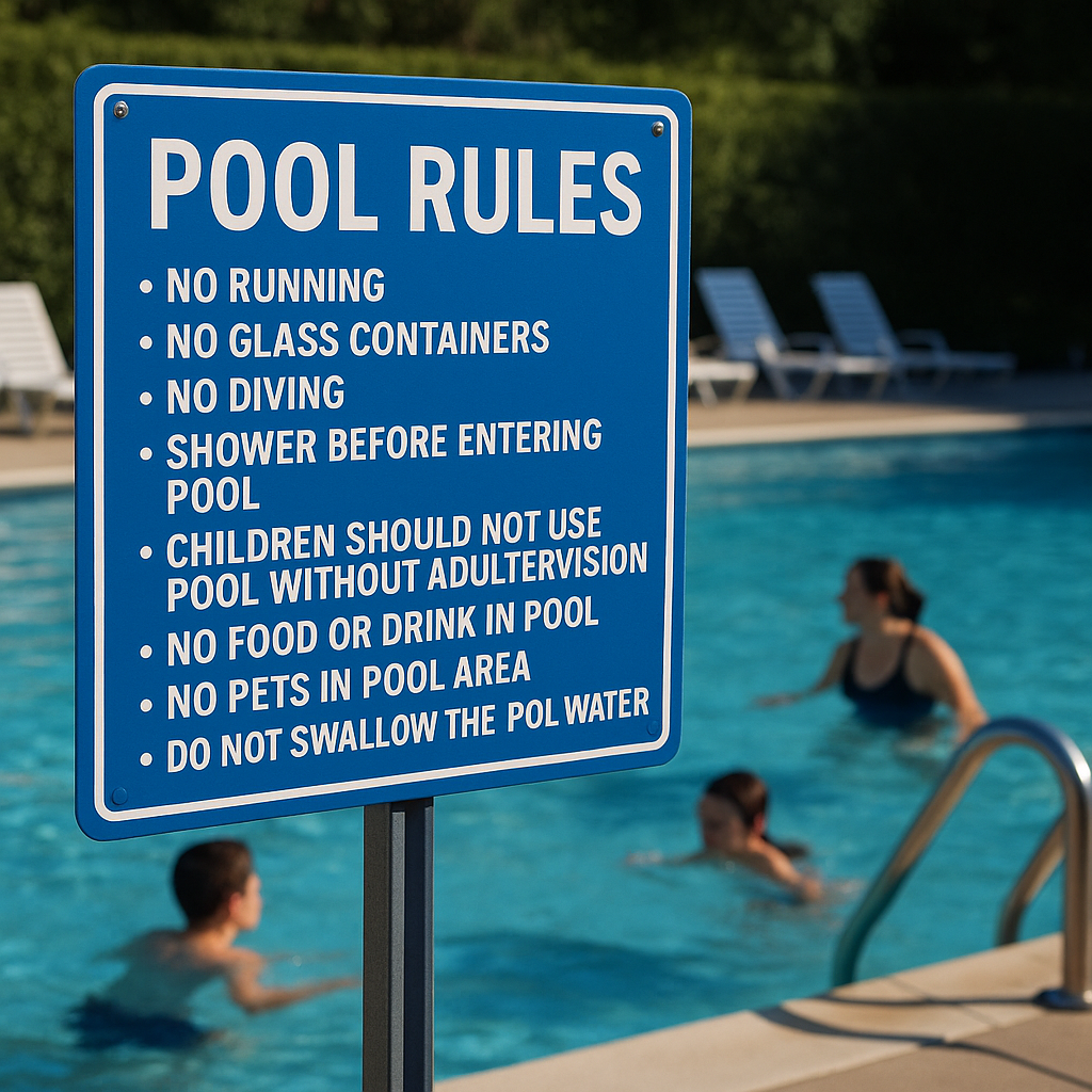Pool Rules Sign – Blue & White HDPE Weatherproof Safety Sign