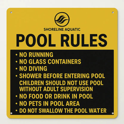 Pool Rules Sign – Blue & White HDPE Weatherproof Safety Sign - Our3Designs