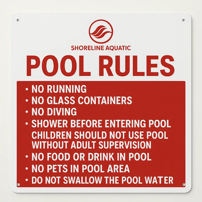 Pool Rules Sign – Blue & White HDPE Weatherproof Safety Sign - Our3Designs