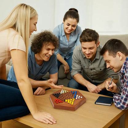 Handcrafted Wooden Chinese Checkers Board Game - Our3Designs