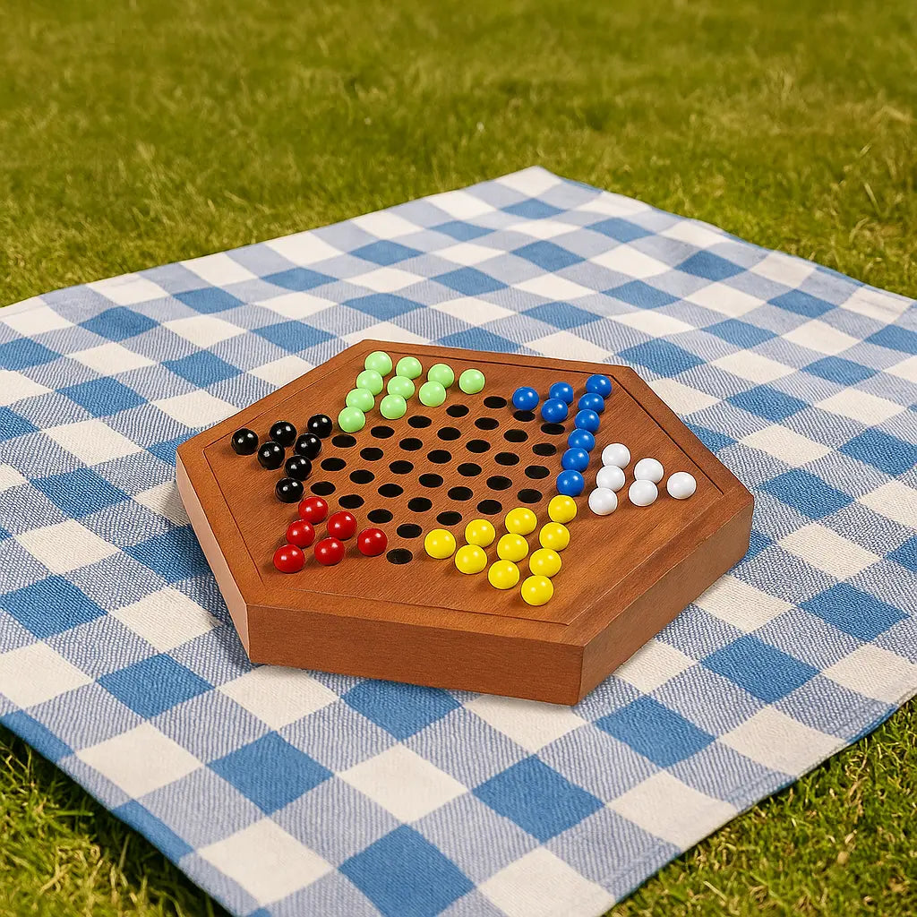 Handcrafted Wooden Chinese Checkers Board Game - Our3Designs