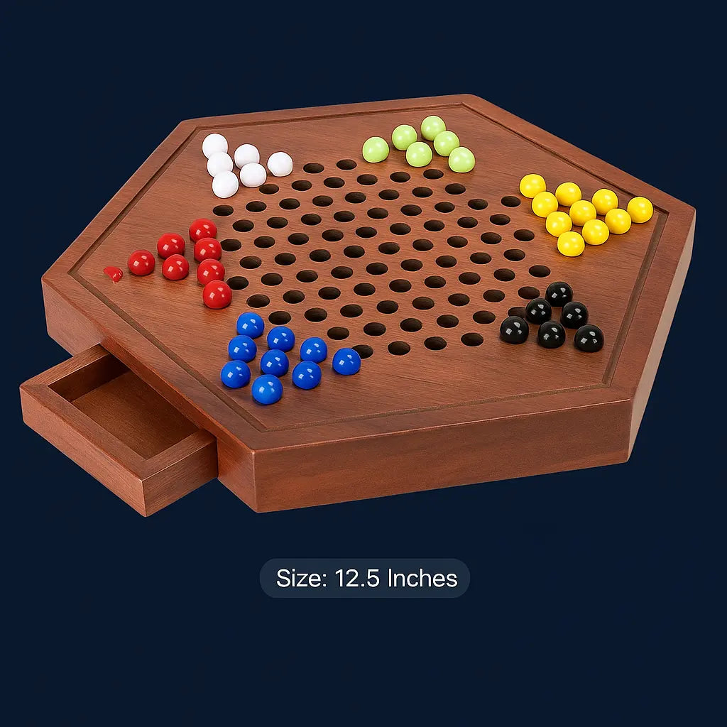 Handcrafted Wooden Chinese Checkers Board Game - Our3Designs