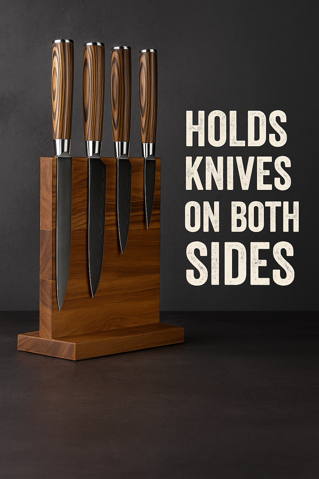Acacia Magnetic Knife Holder – Double-Sided Wood Block Stand