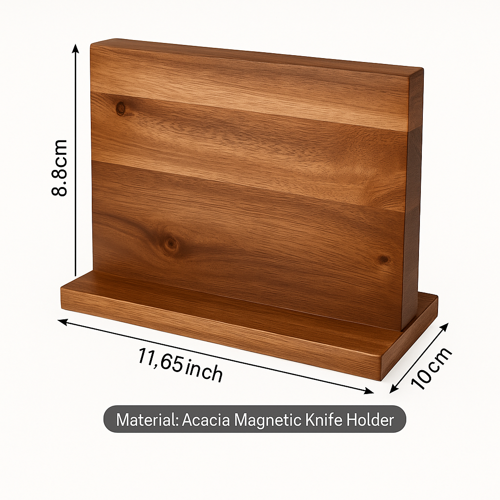 Acacia Magnetic Knife Holder – Double-Sided Wood Block Stand