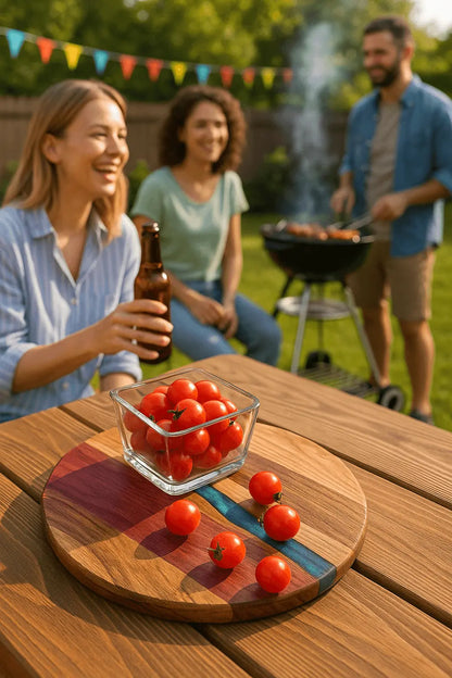 Handmade Epoxy River Cutting Board – Live Edge Wood Charcuterie Board - Our3Designs