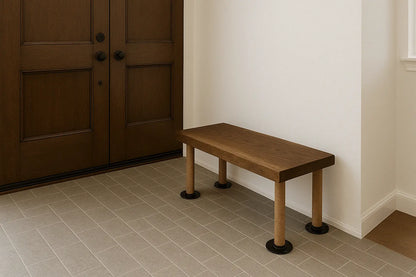 Live Edge Walnut Wood Benches with Rope-Wrapped Legs – Rustic Handmade Seating for Dining Room or Entryway - Our3Designs