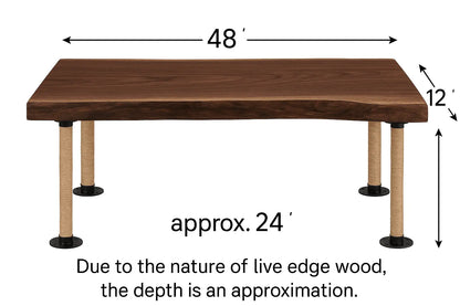 Live Edge Walnut Wood Benches with Rope-Wrapped Legs – Rustic Handmade Seating for Dining Room or Entryway - Our3Designs