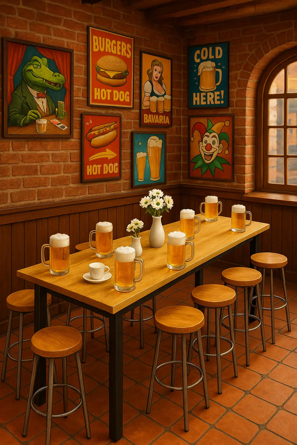 Handcrafted Bar Height Table – Custom Center Island with Solid Wood Top & Black Steel Legs - Our3Designs