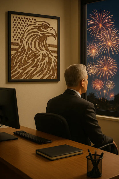 Patriotic Eagle Wall Art – Rustic American Flag Decor - Our3Designs