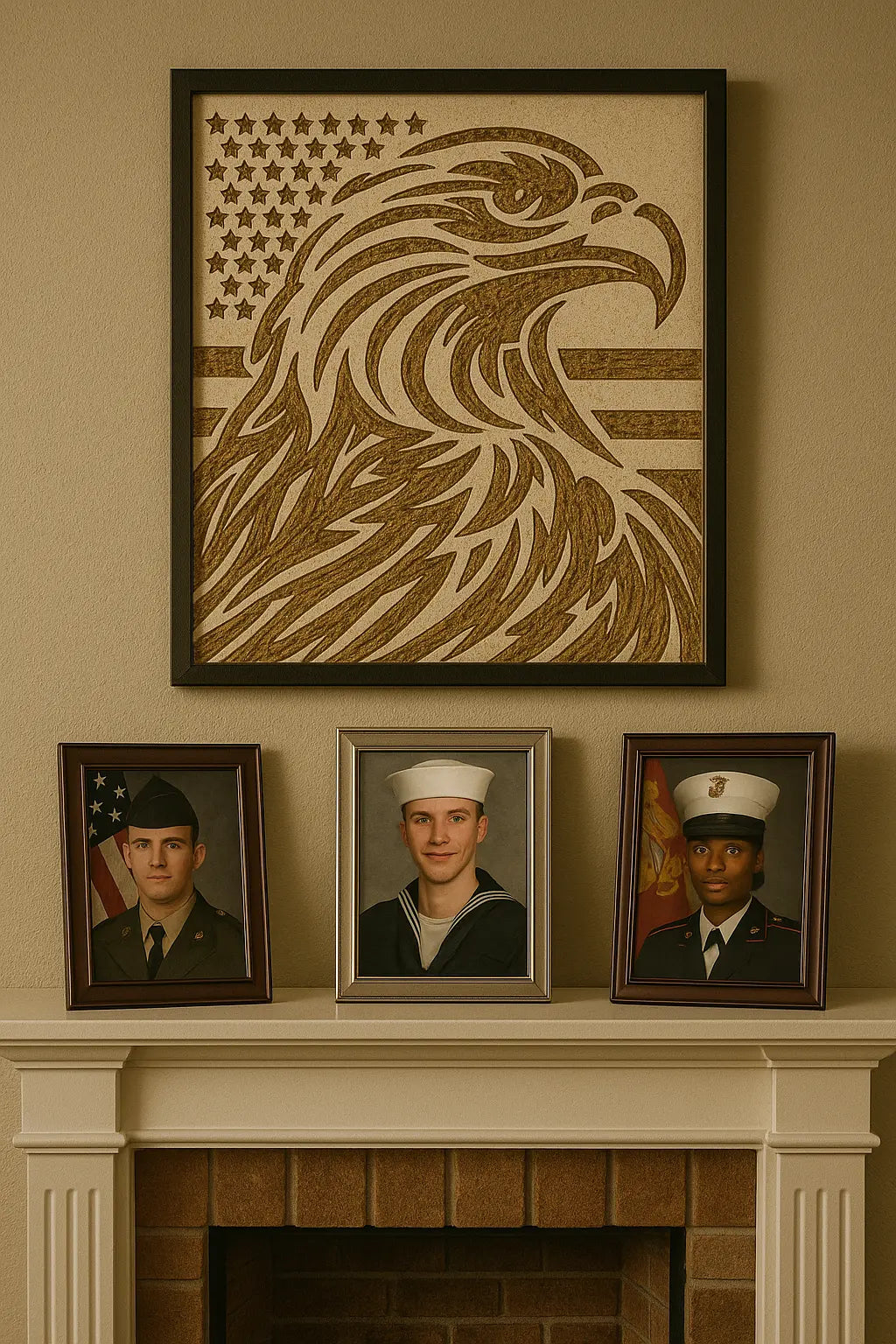 Patriotic Eagle Wall Art – Rustic American Flag Decor - Our3Designs