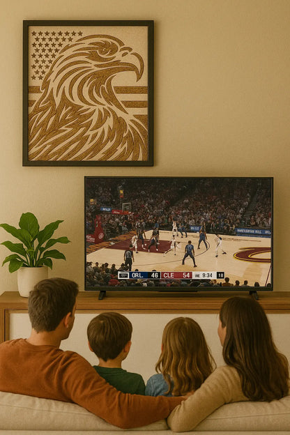 Patriotic Eagle Wall Art – Rustic American Flag Decor - Our3Designs