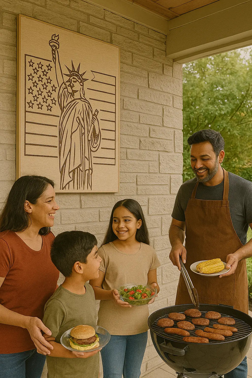 Patriotic Liberty Wall Art – Statue of Liberty & American Flag Wood Sign – Rustic Home Decor - Our3Designs