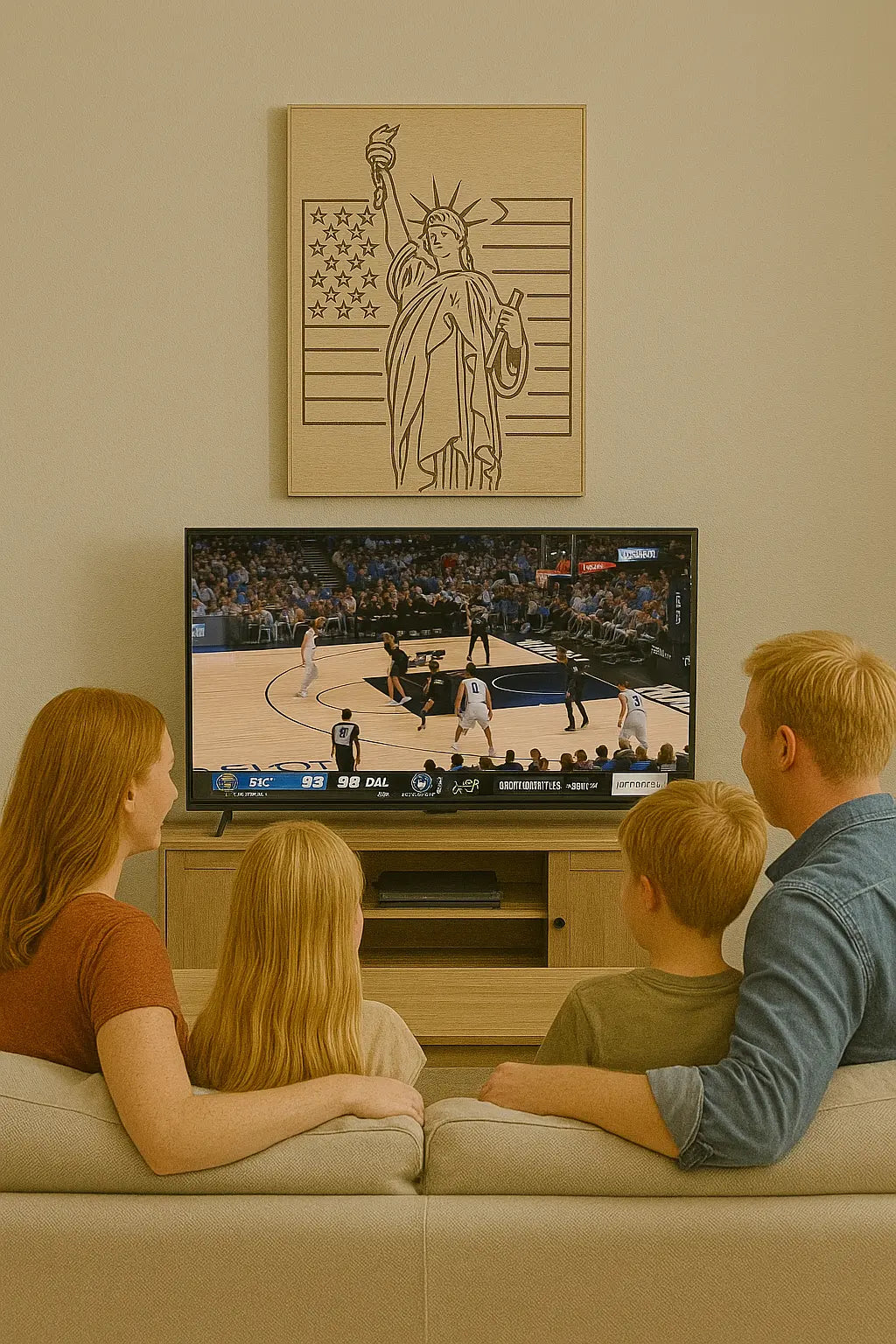 Patriotic Liberty Wall Art – Statue of Liberty & American Flag Wood Sign – Rustic Home Decor - Our3Designs