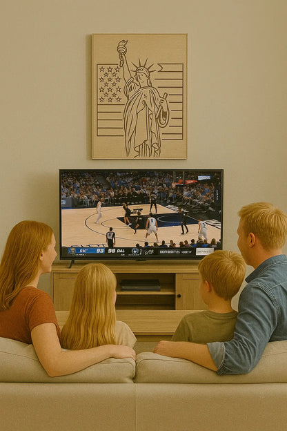 Patriotic Liberty Wall Art – Statue of Liberty & American Flag Wood Sign – Rustic Home Decor - Our3Designs