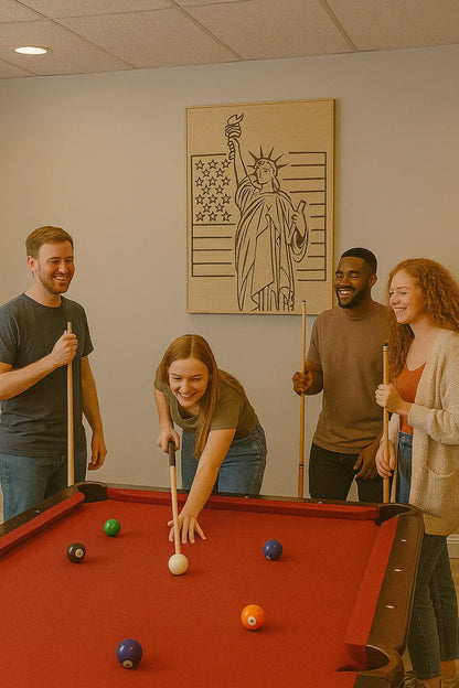 Patriotic Liberty Wall Art – Statue of Liberty & American Flag Wood Sign – Rustic Home Decor - Our3Designs