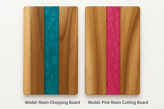 Handmade Walnut & Epoxy Resin Cutting Board – Charcuterie or Serving Tray, Live Edge Style, 18x9” Kitchen Gift - Our3Designs