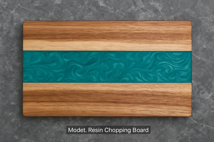 Handmade Walnut & Epoxy Resin Cutting Board – Charcuterie or Serving Tray, Live Edge Style, 18x9” Kitchen Gift - Our3Designs