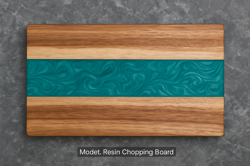 Handmade Walnut & Epoxy Resin Cutting Board – Charcuterie or Serving Tray, Live Edge Style, 18x9” Kitchen Gift