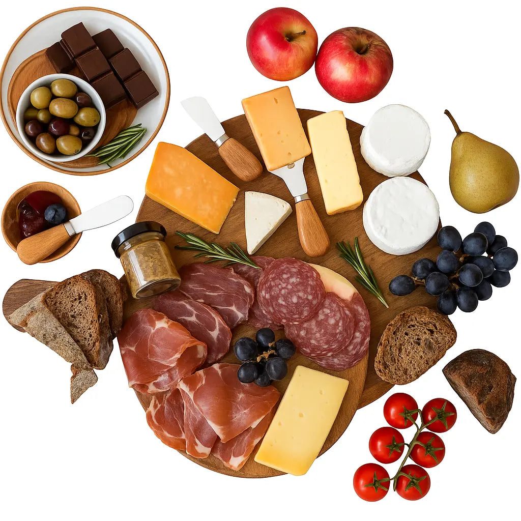 6-Piece Cheese Knife Set with Wooden Handles – Cheese Spreaders, Forks & Cutters for Charcuterie Boards, Wine Nights, and Entertaining - Our3Designs