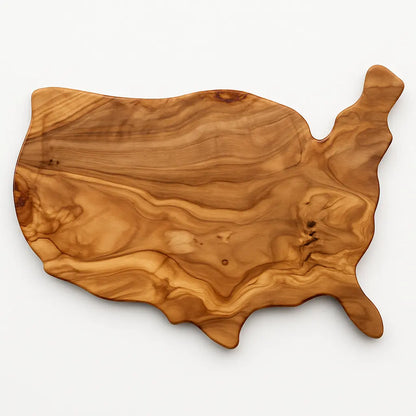 USA Olive Wood Cutting Board – American Charcuterie Tray – 4th of July Serving Board - Our3Designs