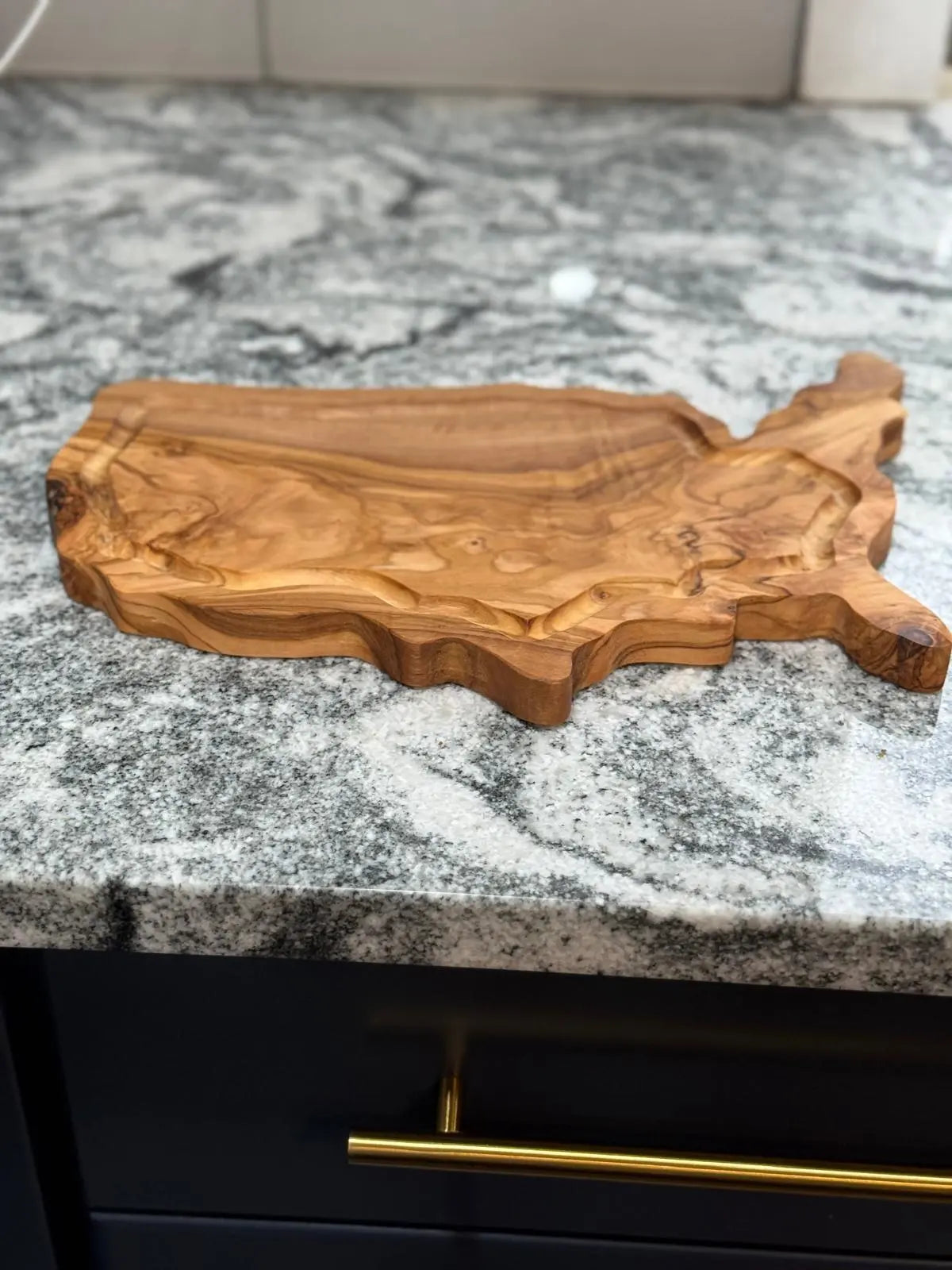 USA Olive Wood Cutting Board – American Charcuterie Tray – 4th of July Serving Board - Our3Designs