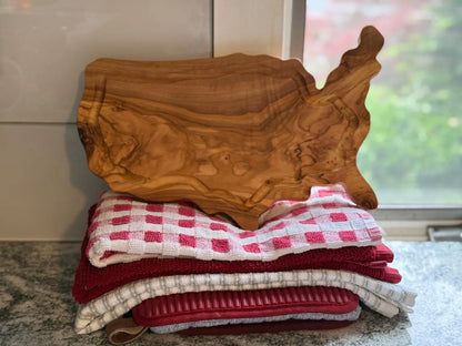 USA Olive Wood Cutting Board – American Charcuterie Tray – 4th of July Serving Board - Our3Designs