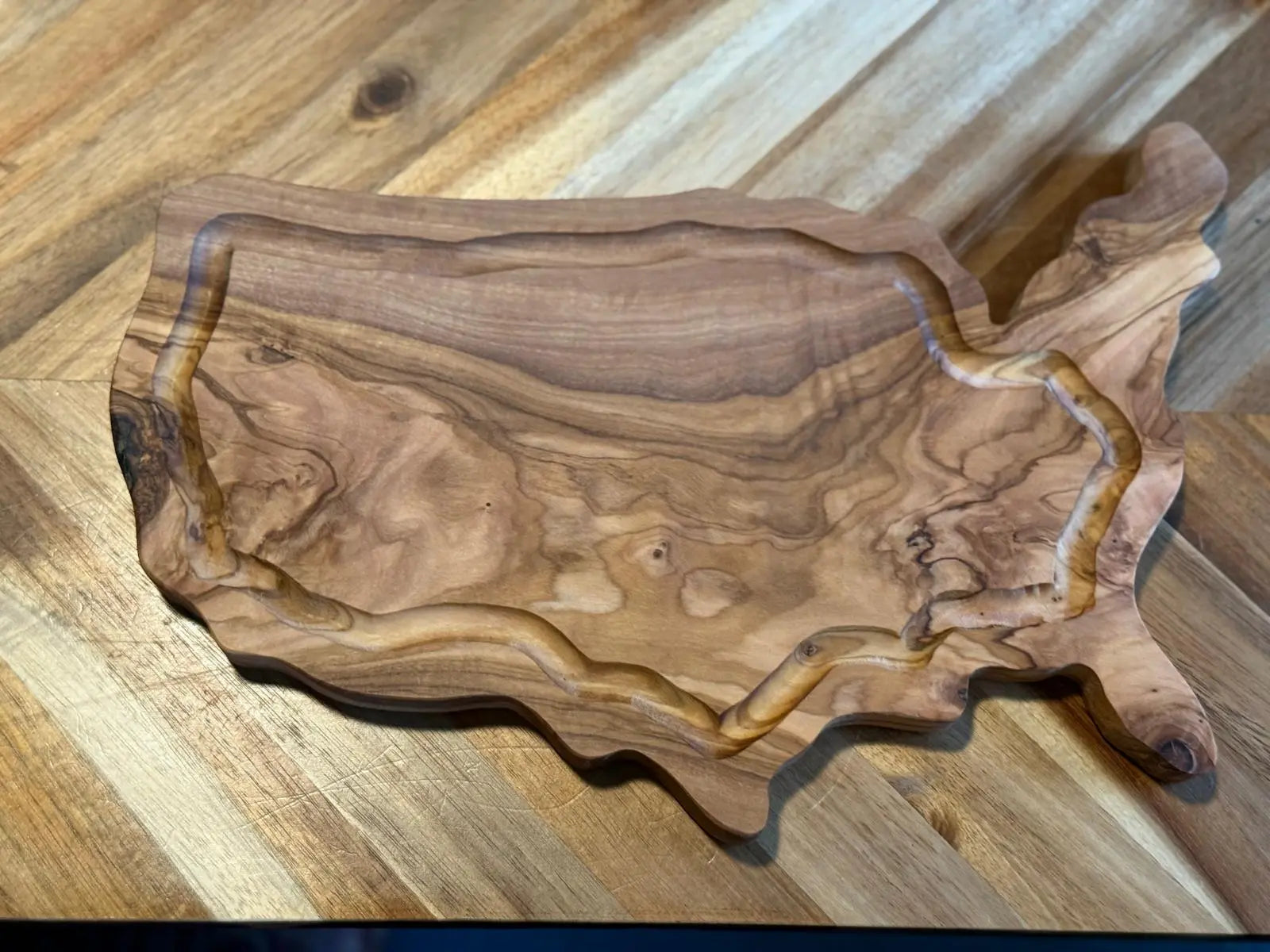 USA Olive Wood Cutting Board – American Charcuterie Tray – 4th of July Serving Board - Our3Designs