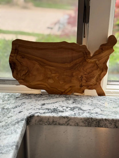 USA Olive Wood Cutting Board – American Charcuterie Tray – 4th of July Serving Board - Our3Designs