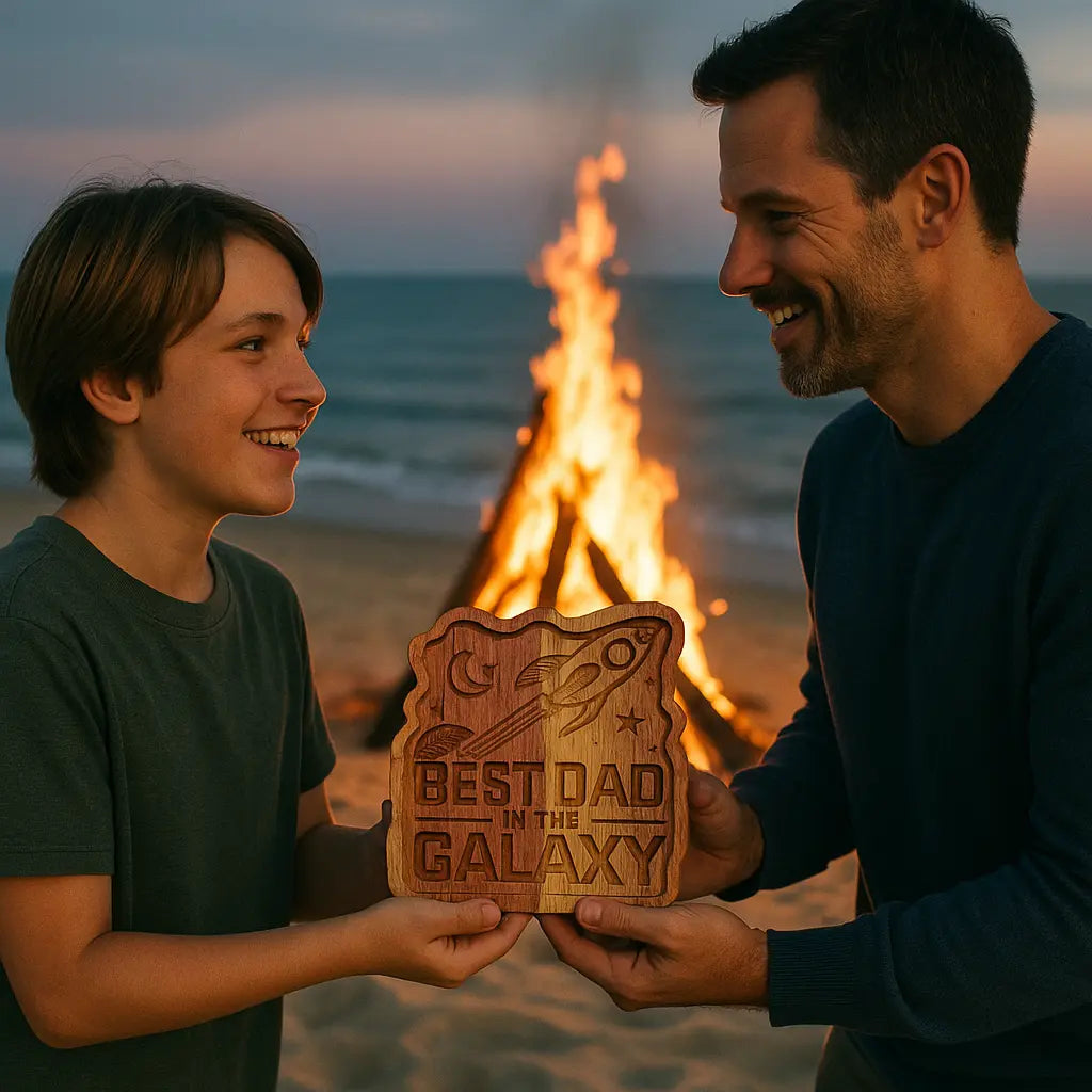 Best Dad in the Galaxy Cherry & Walnut Catch-All Tray – Handmade Wood Fathers Day Gift - Our3Designs