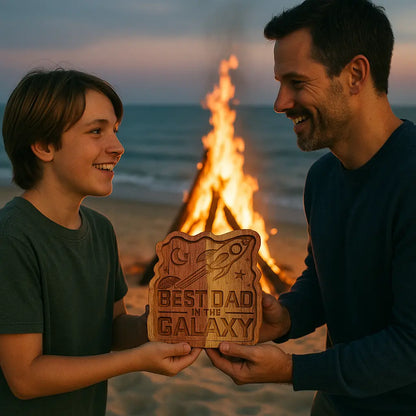 Best Dad in the Galaxy Cherry & Walnut Catch-All Tray – Handmade Wood Fathers Day Gift - Our3Designs