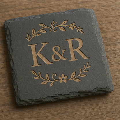 Custom Engraved Slate Coasters – Wedding or Corporate Gift - Our3Designs