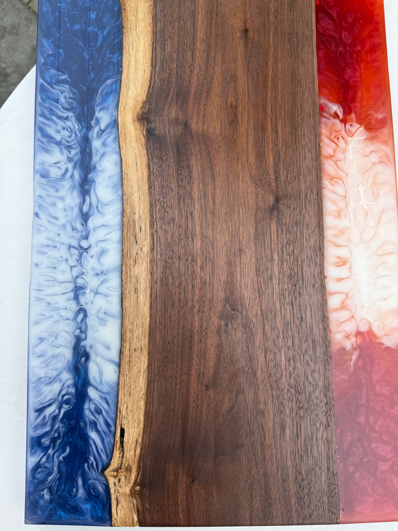Patriotic Walnut & Epoxy – Handmade Charcuterie Board - Our3Designs