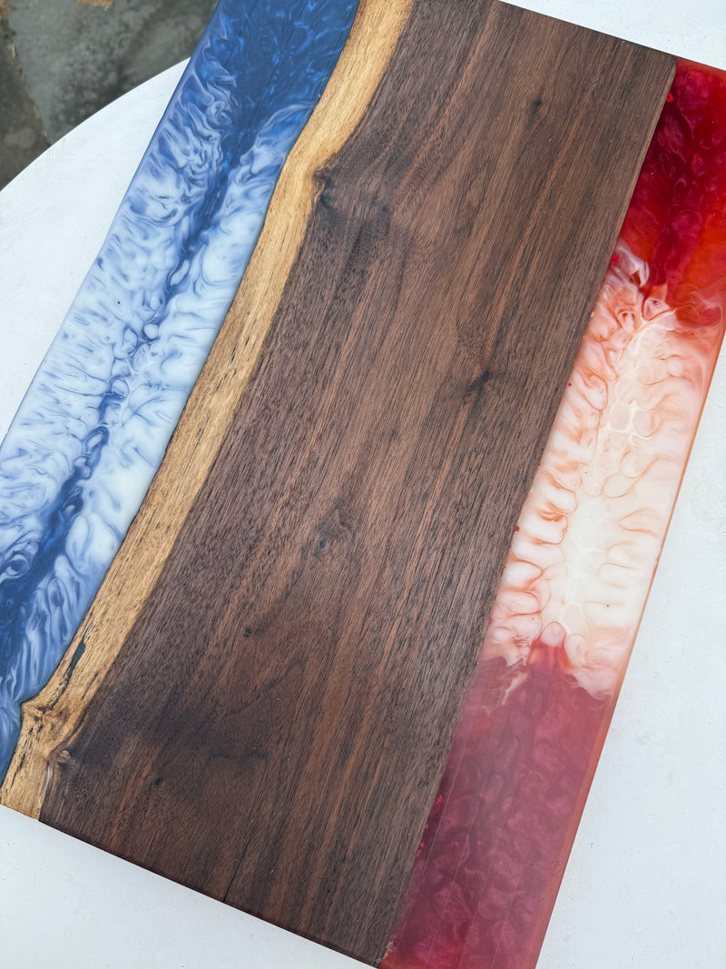 Patriotic Walnut & Epoxy – Handmade Charcuterie Board - Our3Designs