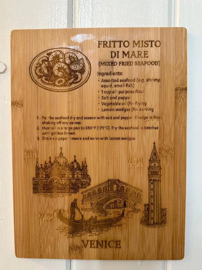 Italian Recipe Engraved Bamboo Plaque – Kitchen Wall Decor - Our3Designs