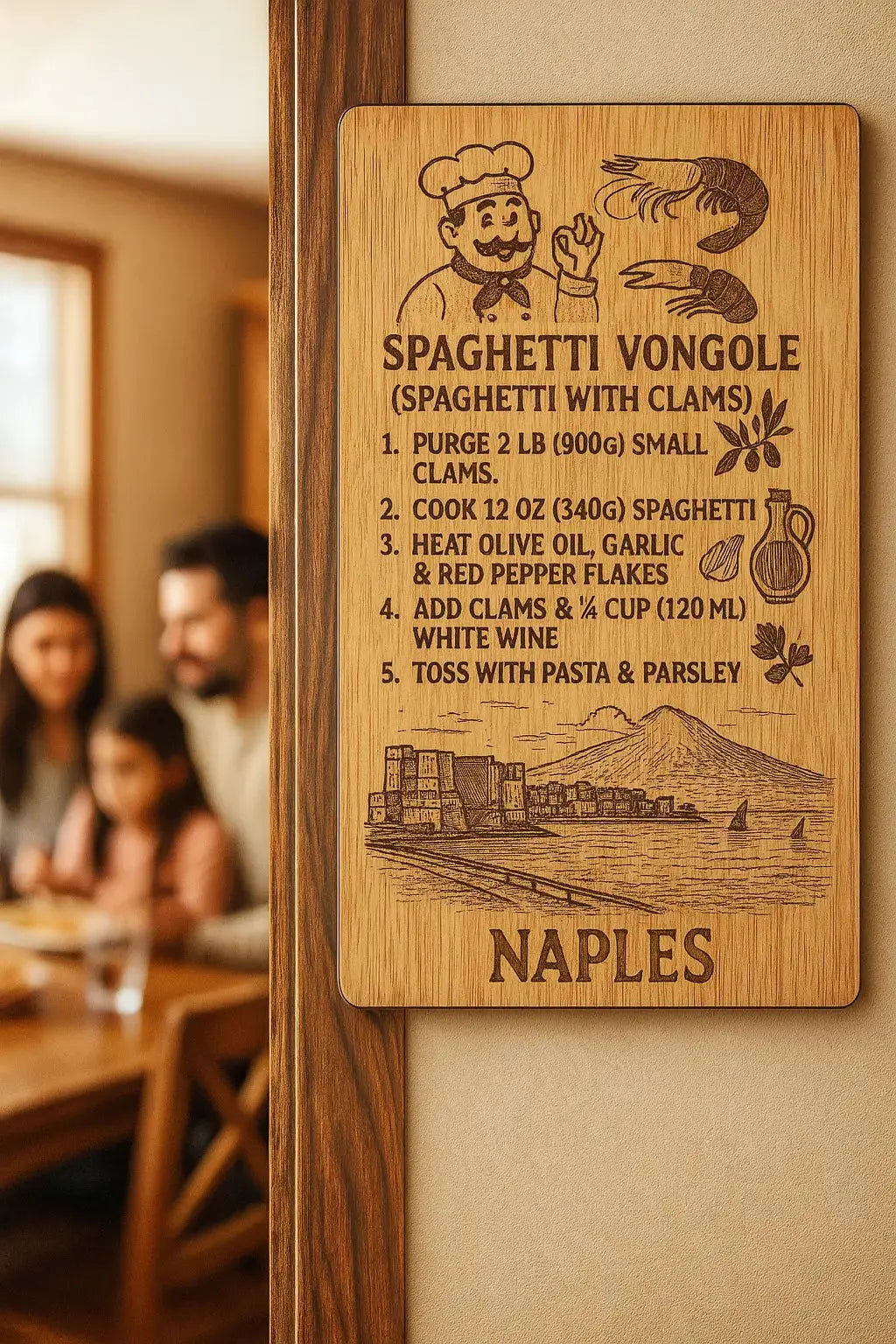 Italian Recipe Engraved Bamboo Plaque – Kitchen Wall Decor - Our3Designs