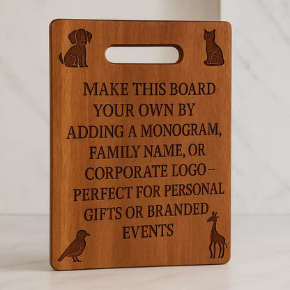 Personalized Cutting Board with Custom Logo or Name – Perfect Corporate Gift or Bridal Party Favor – Laser Engraved Keepsake Board - Our3Designs