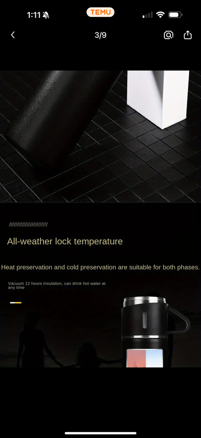 Personalized Vacuum Flask Gift Set – Custom Engraved Travel Thermos with Lid and Two Cups Our3Designs