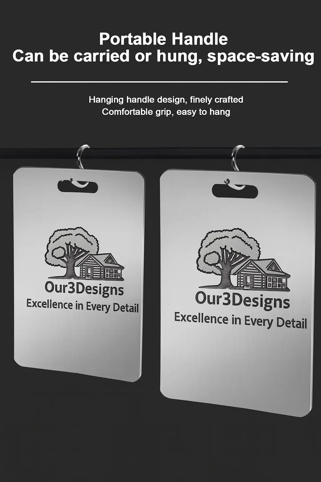 Personalized Stainless Steel Cutting Board – Custom Engraved Wedding Gift or Corporate Logo – Available in 3 Sizes – Modern & Durable - Our3Designs